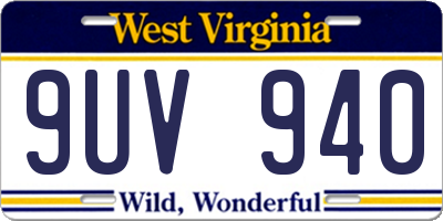 WV license plate 9UV940