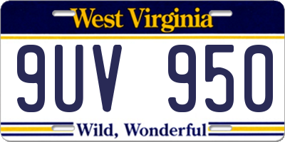 WV license plate 9UV950