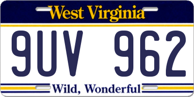 WV license plate 9UV962