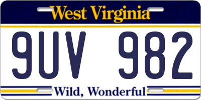 WV license plate 9UV982