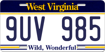 WV license plate 9UV985