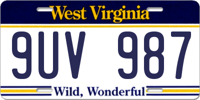 WV license plate 9UV987