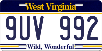 WV license plate 9UV992