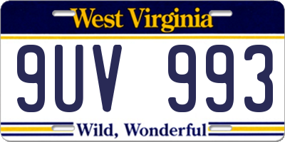 WV license plate 9UV993