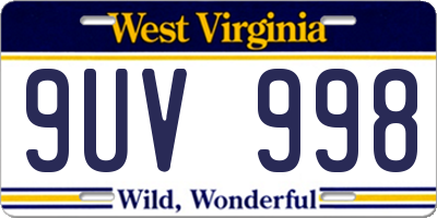 WV license plate 9UV998