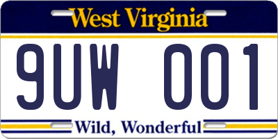 WV license plate 9UW001
