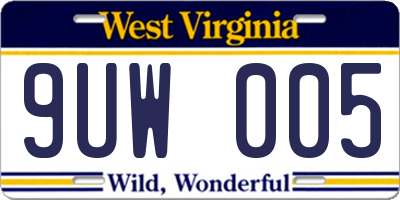 WV license plate 9UW005