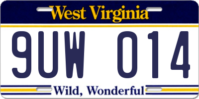 WV license plate 9UW014