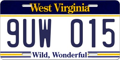 WV license plate 9UW015