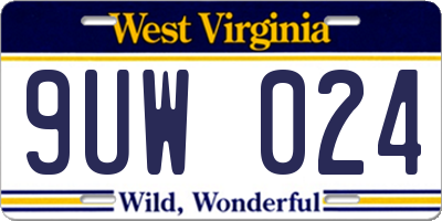 WV license plate 9UW024