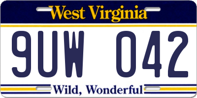 WV license plate 9UW042