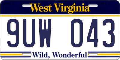WV license plate 9UW043