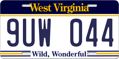 WV license plate 9UW044