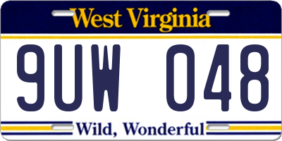 WV license plate 9UW048