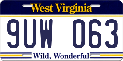 WV license plate 9UW063