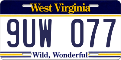 WV license plate 9UW077