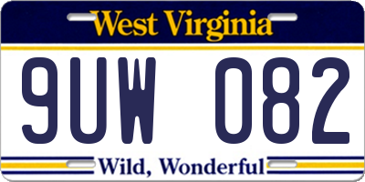 WV license plate 9UW082