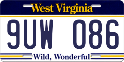 WV license plate 9UW086
