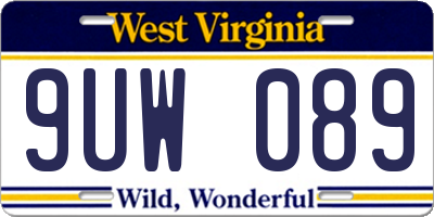 WV license plate 9UW089