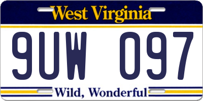 WV license plate 9UW097