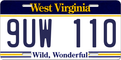 WV license plate 9UW110