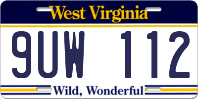 WV license plate 9UW112