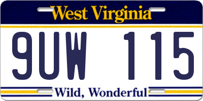 WV license plate 9UW115