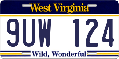WV license plate 9UW124