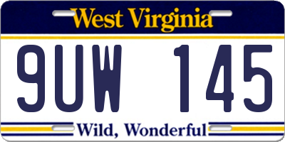 WV license plate 9UW145