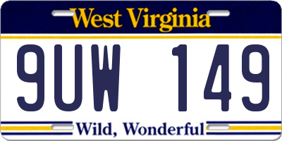 WV license plate 9UW149