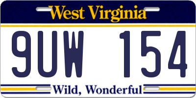 WV license plate 9UW154