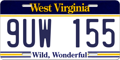 WV license plate 9UW155