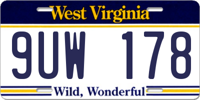 WV license plate 9UW178