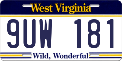 WV license plate 9UW181