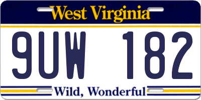 WV license plate 9UW182