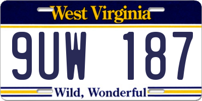 WV license plate 9UW187