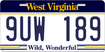 WV license plate 9UW189