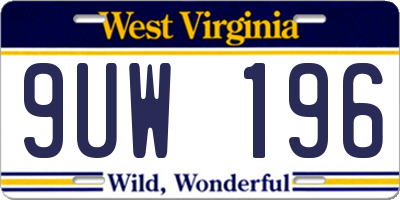 WV license plate 9UW196