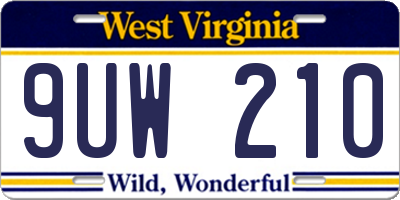WV license plate 9UW210