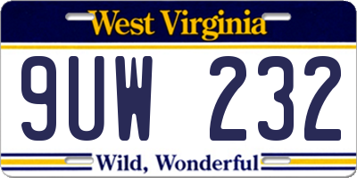 WV license plate 9UW232