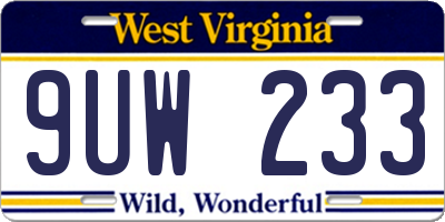 WV license plate 9UW233