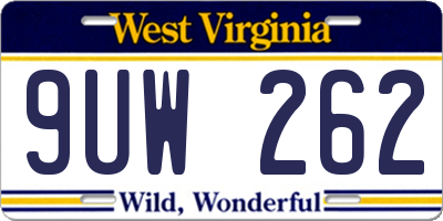 WV license plate 9UW262
