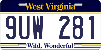 WV license plate 9UW281