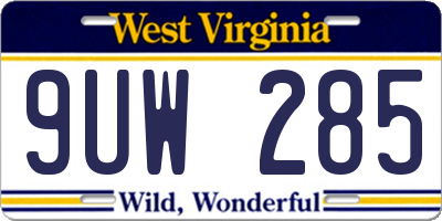 WV license plate 9UW285