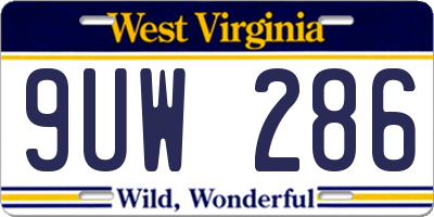 WV license plate 9UW286
