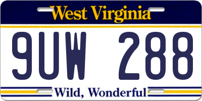 WV license plate 9UW288