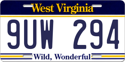 WV license plate 9UW294
