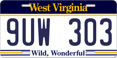 WV license plate 9UW303