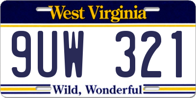 WV license plate 9UW321