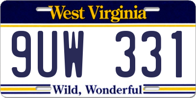 WV license plate 9UW331